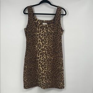 Vintage 90s Moda International Cheetah Print Bodycon Dress Size Large